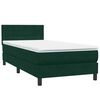 vidaXL Cama box spring con colch&oacute;n y LED terciopelo verde oscuro 90x210 cm