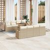 vidaXL Conjunto de sof&aacute; de jard&iacute;n 9 pcs Beige Polirat&aacute;n
