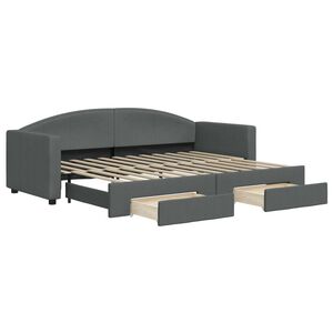vidaXL Sof&aacute; cama nido con cajones tela gris oscuro 80x200 cm