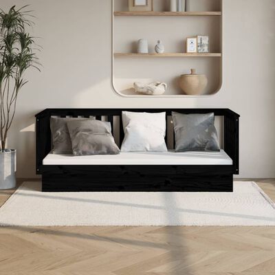 vidaXL Sofá cama madera maciza de pino negro 75x190 cm