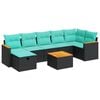 vidaXL Set de sof&aacute;s de jard&iacute;n y cojines 8 piezas rat&aacute;n sint&eacute;tico negro