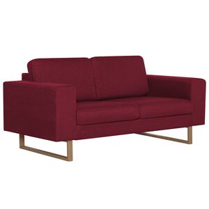vidaXL Sof&aacute; de 2 plazas de tela color vino tinto