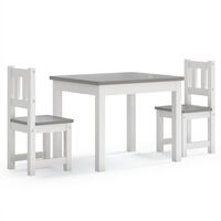 vidaXL Mesa y sillas infantiles 3 piezas MDF blanco y gris