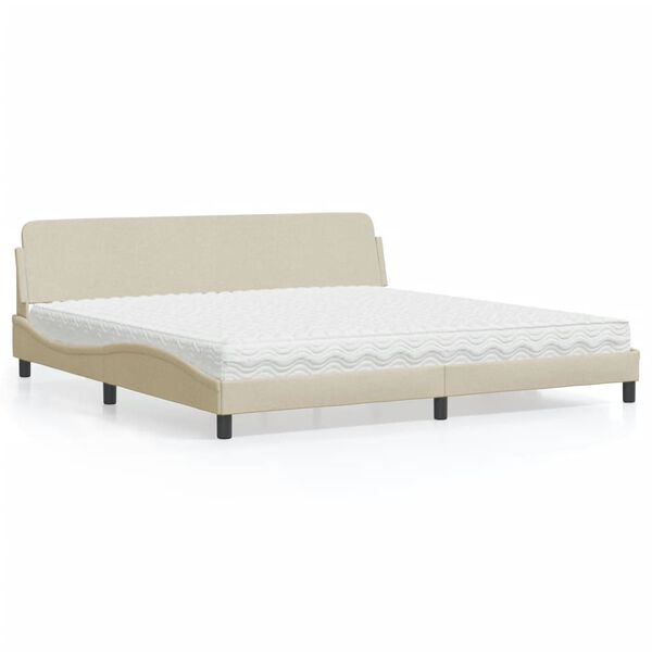 vidaXL Cama con colchón Dover tela color crema 200x200 cm