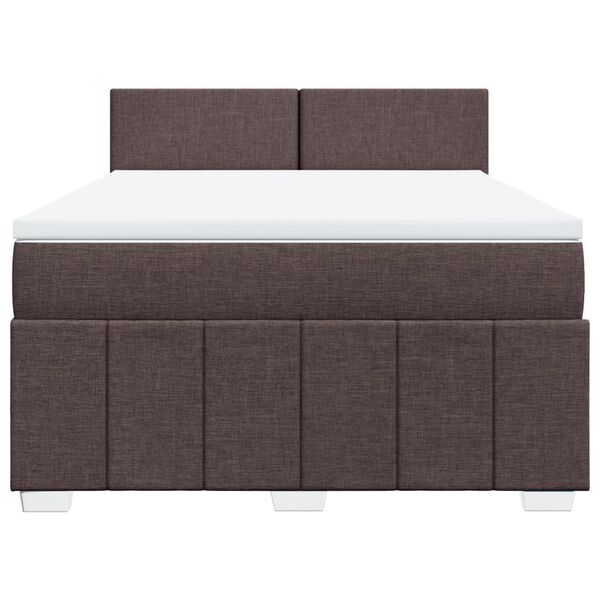 vidaXL Cama box spring con colch&oacute;n tela marr&oacute;n oscuro 140x200 cm