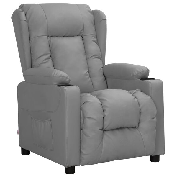 vidaXL Sillón elevable cuero sintético gris