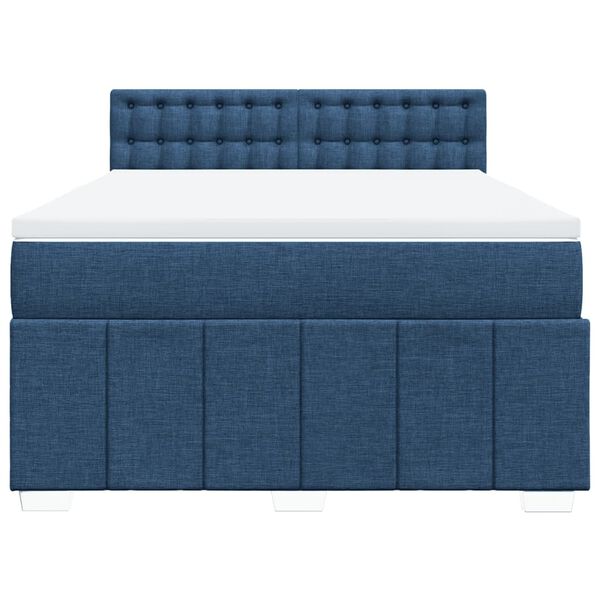vidaXL Cama box spring con colch&oacute;n tela azul 140x200 cm