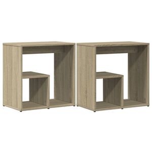 vidaXL Mesa auxiliar 2 uds madera ingenier&iacute;a roble Sonoma 50x30x50 cm