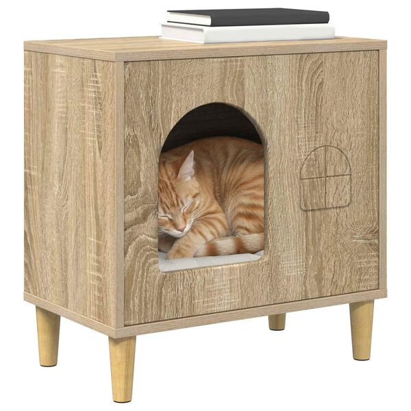 vidaXL Casa para Gatos Sonoma 51 x 30 x 52 cm Madera de ingenier&iacute;a