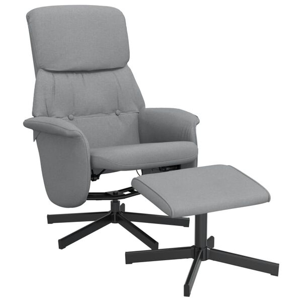 vidaXL Sill&oacute;n reclinable con reposapi&eacute;s tela gris claro
