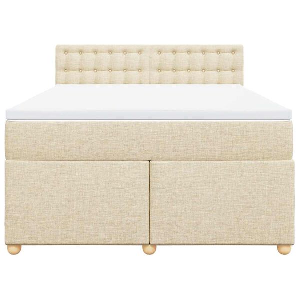 vidaXL Cama box spring con colch&oacute;n tela color crema 140x190 cm