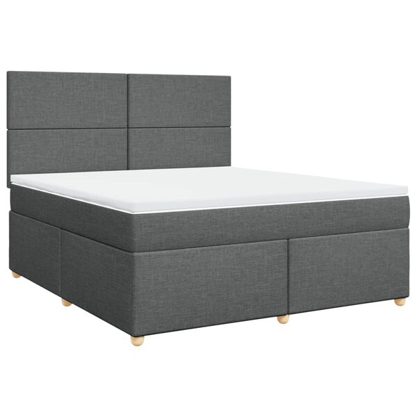 vidaXL Cama box spring con colchón tela gris oscuro 180x200 cm