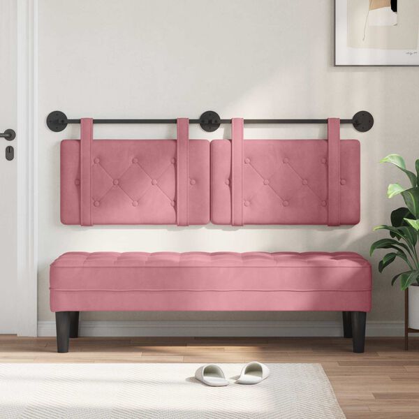 vidaXL Cabecera Colgante Rosa 150 x 55 x 5 cm Terciopelo