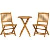 vidaXL Muebles cafeter&iacute;a plegables 3 pzas madera maciza acacia