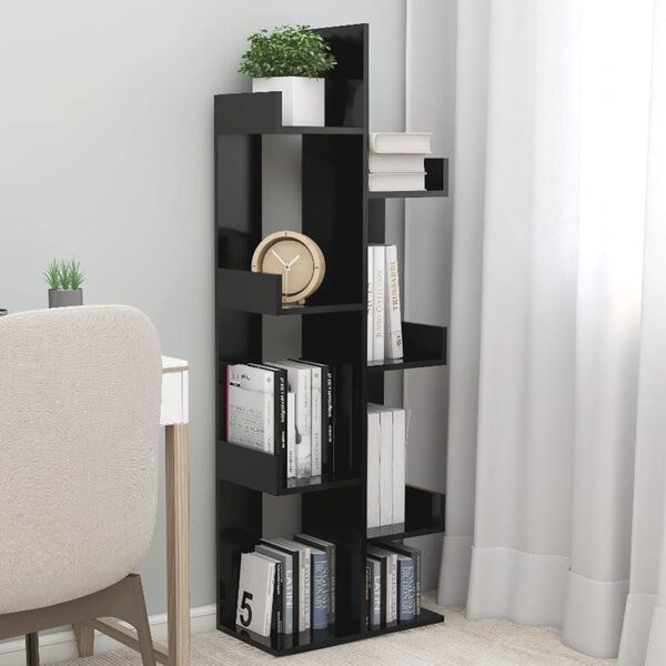 vidaXL Armario de libros madera contrachapada negro 48x25,5x140 cm