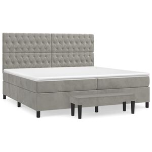 vidaXL Cama box spring con colch&oacute;n terciopelo gris claro 200x200 cm