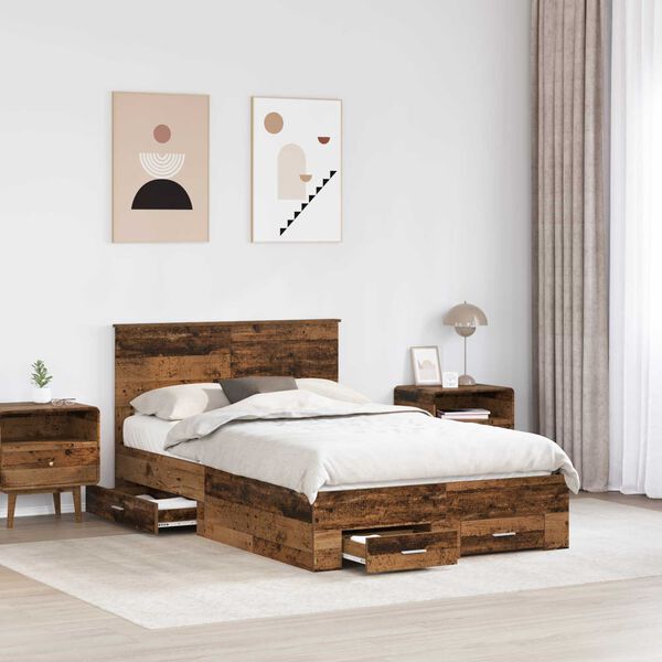 vidaXL Estructura de cama con cabecera Madera vieja 120 x 190 cm