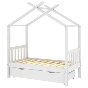 vidaXL Estructura de cama ni&ntilde;os y caj&oacute;n madera maciza blanca 70x140 cm