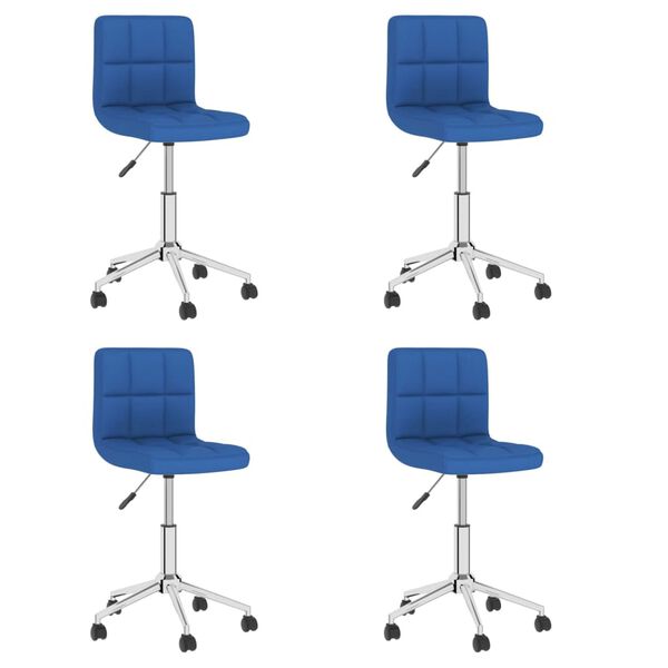 vidaXL Sillas de comedor giratorias 4 unidades tela azul