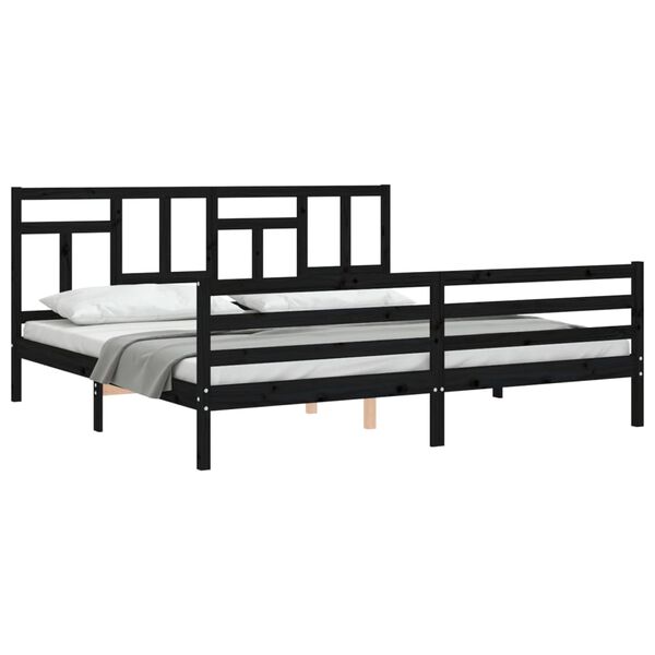 vidaXL Estructura de cama con cabecero madera maciza negro 200x200 cm