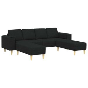 vidaXL Sof&aacute; de sala 3 uds. Negro Poli&eacute;ster