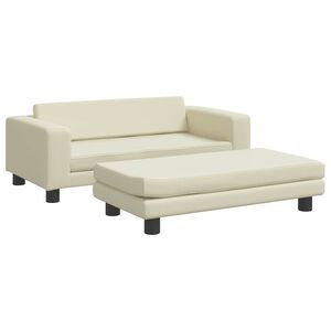 vidaXL Cama de perros con extensi&oacute;n cuero sint&eacute;tico crema 100x50x30 cm