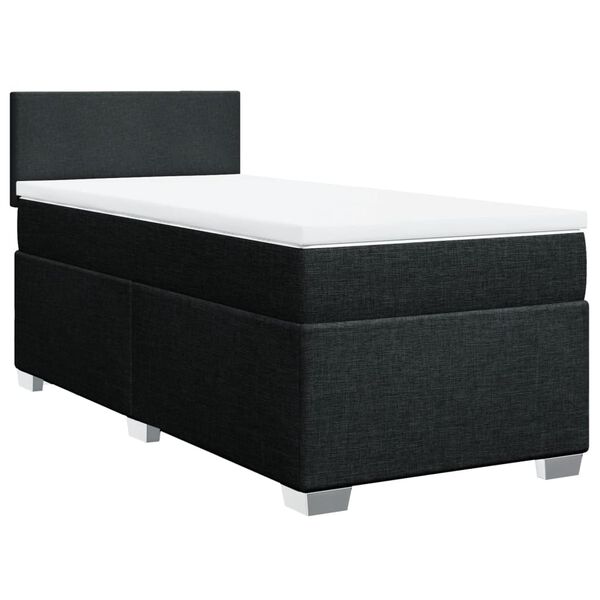 vidaXL Cama box spring con colch&oacute;n tela negro 90x190 cm