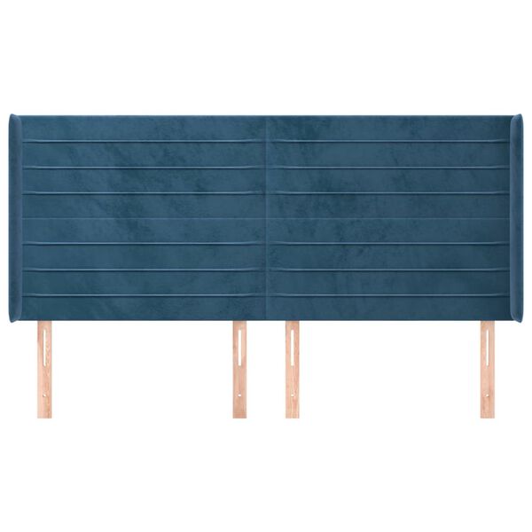 vidaXL Cabecero con orejas de terciopelo azul oscuro 203x16x118/128 cm