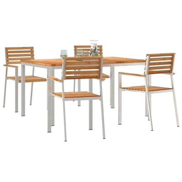 vidaXL ConjuntodeComedordeJardín 5 pcs Marrón Madera de teca maciza