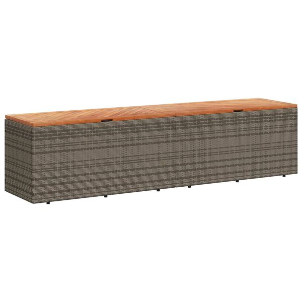 vidaXL Caja de almacenaje jard&iacute;n madera acacia rat&aacute;n gris 220x50x54cm