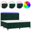 vidaXL Cama box spring colch&oacute;n y LED terciopelo verde oscuro 200x200cm