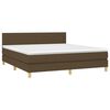 vidaXL Cama box spring con colch&oacute;n LED tela marr&oacute;n oscuro 180x200 cm