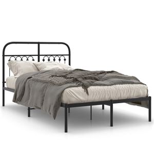 vidaXL Estructura cama sin colch&oacute;n con cabecero metal negro 120x190 cm