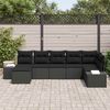 vidaXL Conjunto de sof&aacute; de jard&iacute;n 7 pcs Negro rat&aacute;n sint&eacute;tico