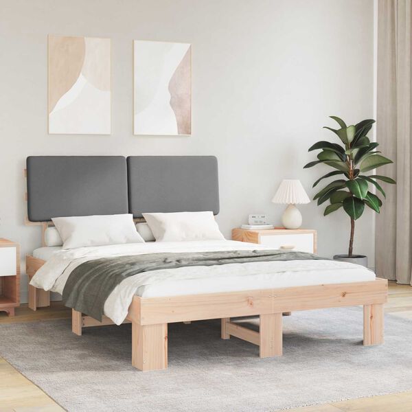 vidaXL Estructura de Cama con Cabecera Tapizada Gris Claro