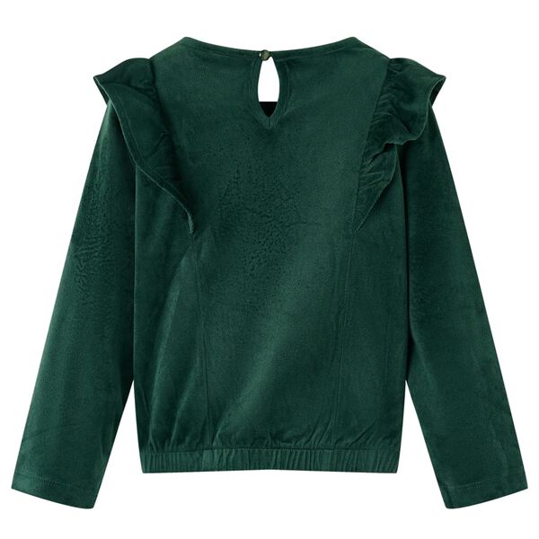 Blusa infantil con volantes verde oscuro 92