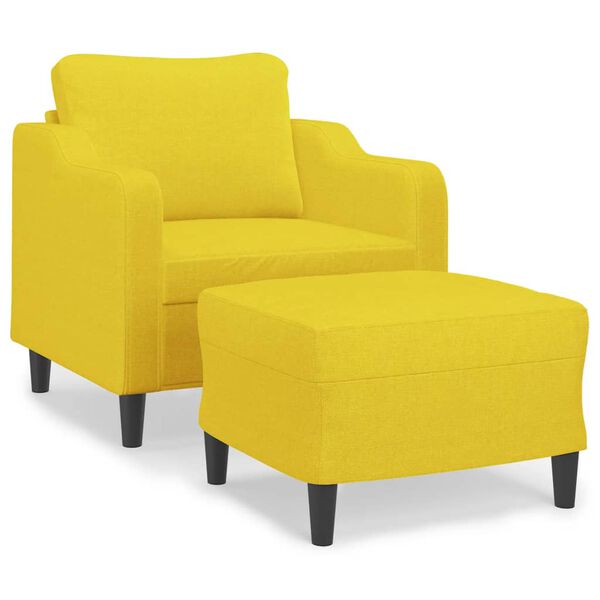 vidaXL Sill&oacute;n con taburete tela amarillo claro 60 cm