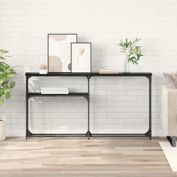 vidaXL MesaConsola Roble Negro 146 x 22.5 x 75 cm Madera de ingenier&iacute;a