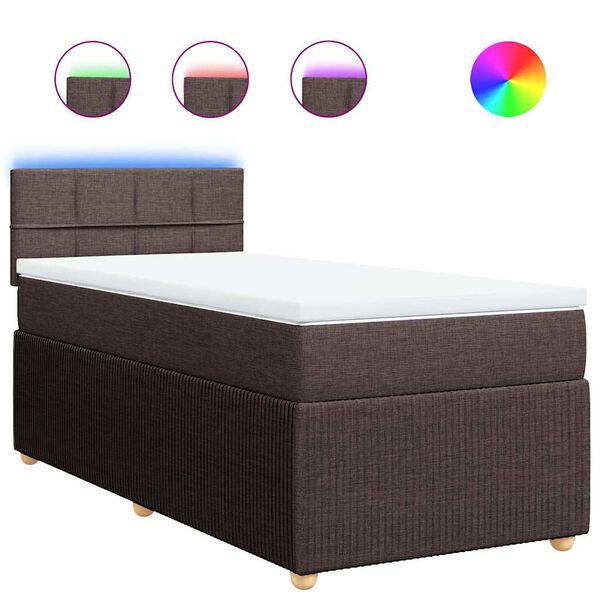 vidaXL Cama box spring con colch&oacute;n tela marr&oacute;n oscuro 80x200 cm