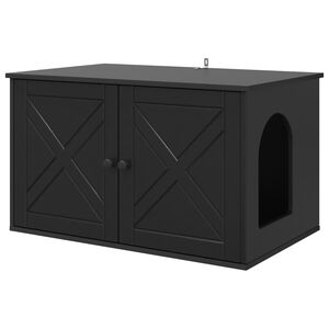 vidaXL Casa para Gatos Negro 85 x 55 x 50,5 cm Madera de ingenier&iacute;a