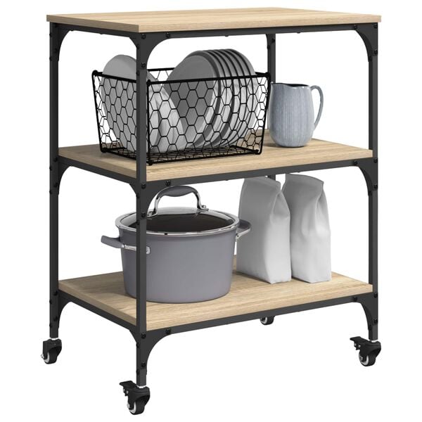 vidaXL Carro de Cocina Roble Sonoma 60 x 41 x 76 cm