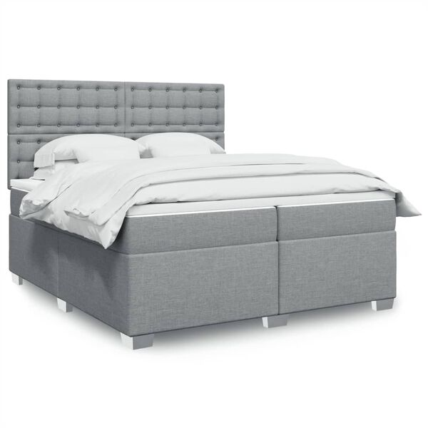 vidaXL Cama box spring con colch&oacute;n tela gris claro 200x200 cm