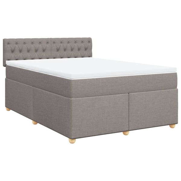 vidaXL Cama box spring con colch&oacute;n tela gris taupe 160x200 cm