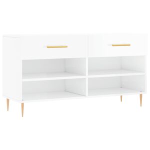 vidaXL Zapatero madera de ingenier&iacute;a blanco brillo 102x35x55 cm