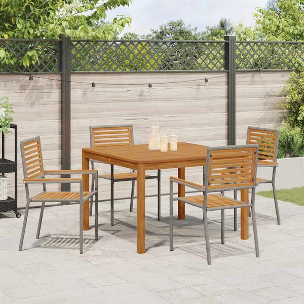 vidaXL Conjunto de Comedor de Jardín 5 pcs Gris Poliratán