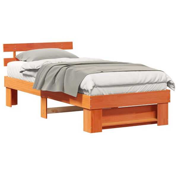 vidaXL Estructura de cama con cabecera Marr&oacute;n cera 80 x 200 cm