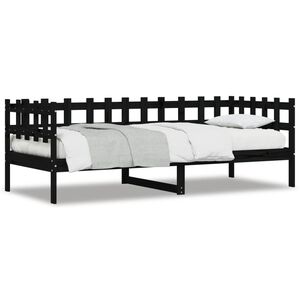 vidaXL Sof&aacute; cama sin colch&oacute;n madera maciza de pino negro 90x190 cm