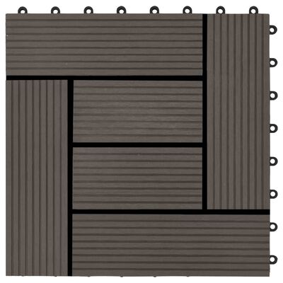 vidaXL Baldosas de porche de WPC 30x30 cm 1 m² marrón oscuro 11 uds