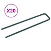 vidaXL Clavos para c&eacute;sped artificial 20 piezas de hierro forma de U