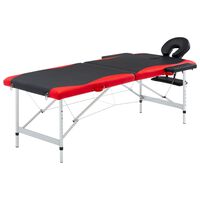 vidaXL Camilla de masaje plegable 2 zonas aluminio negro y rojo